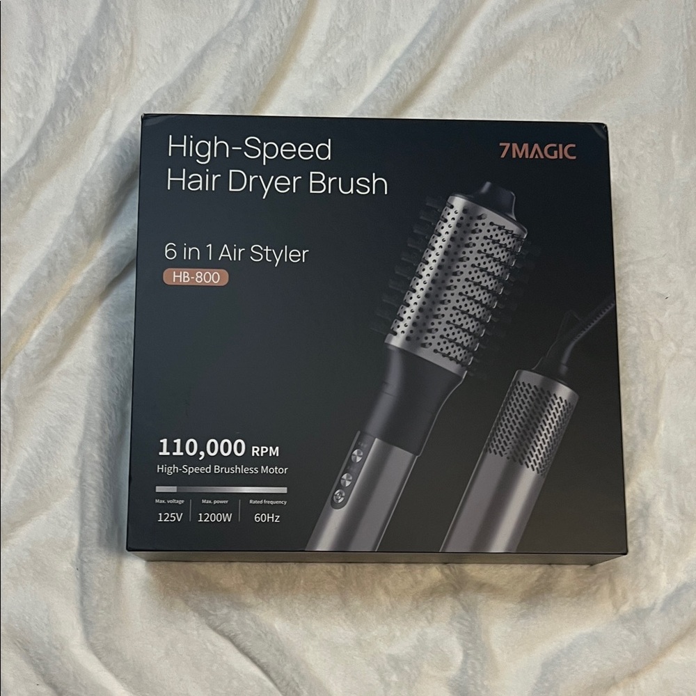 Magic High-Speed Hair Dryer Brush - Black and Silver